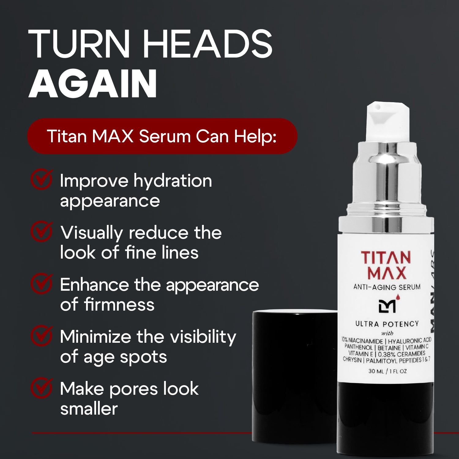 Man Labs Titan MAX Serum | Ultra potency | Anti-aging | Face serum | 30 mL image 2