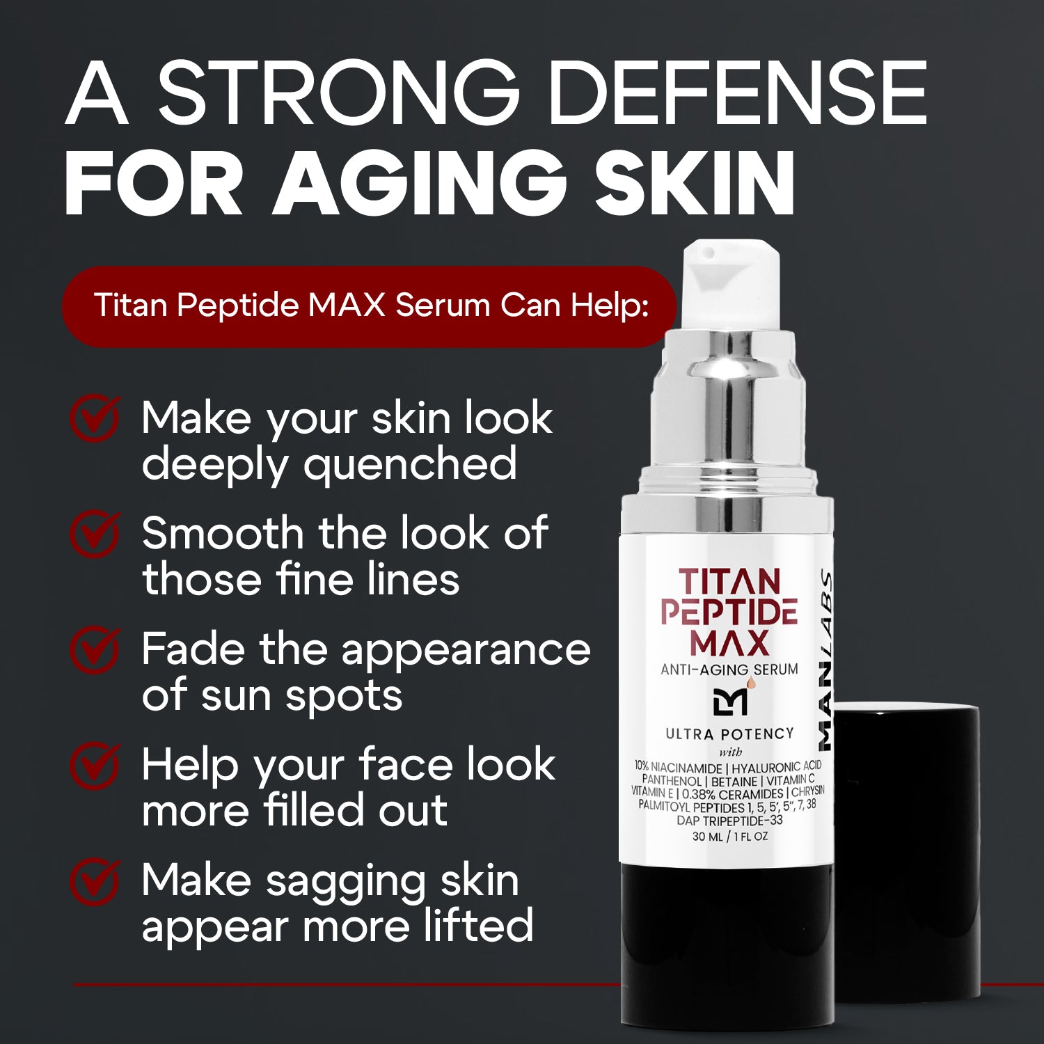 Man Labs Titan Peptide MAX Serum | Ultra potency | Anti-aging | Face serum | 30 mL image 2
