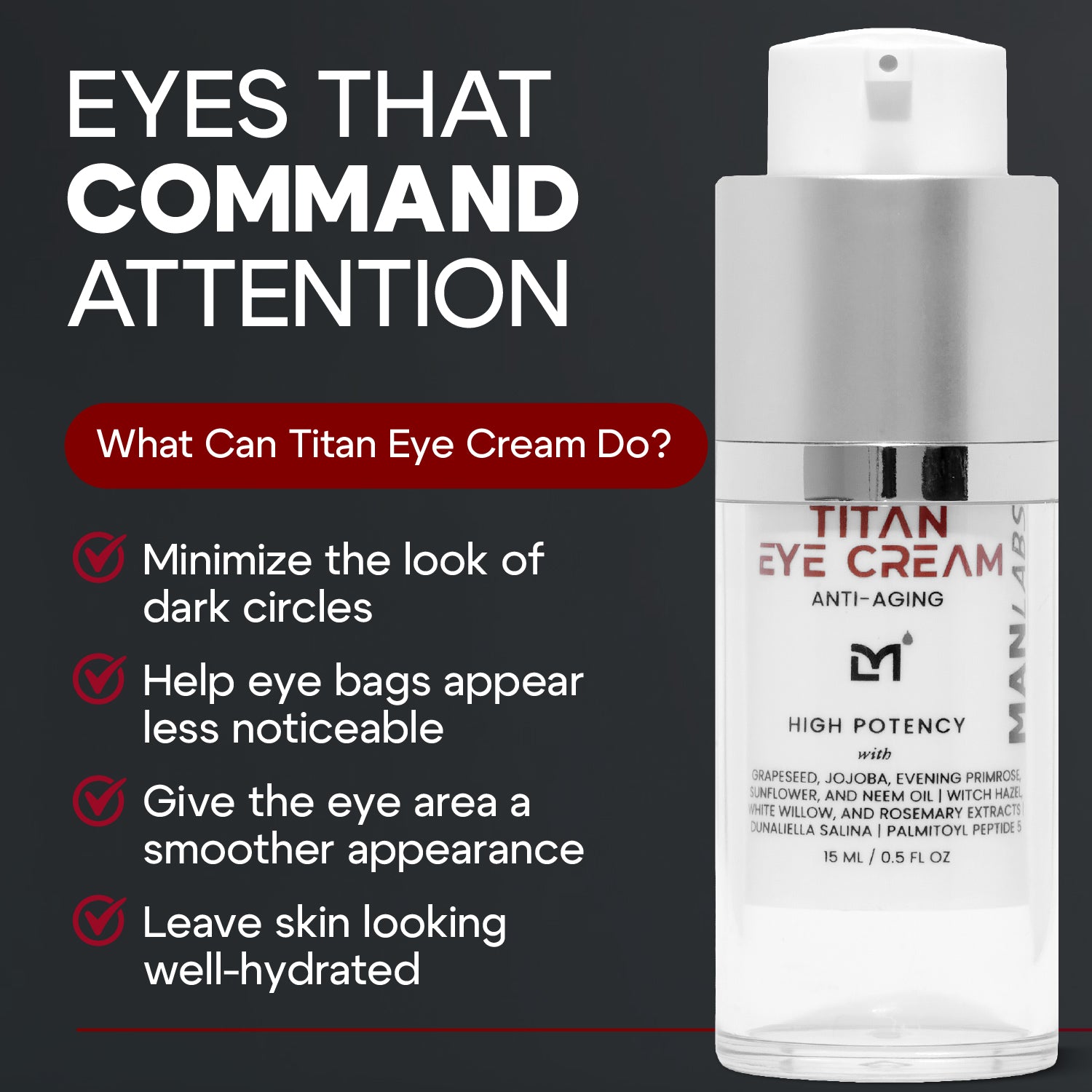 Man Labs Titan Eye Cream | High potency | Anti-aging | 15 mL image 2